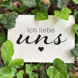 Postkarte Ich liebe uns Graspapier mit Briefumschlag, Liebe, Freundschaft, nachhaltiges Geschenk, kleines Geschenk Ostern
