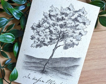 Mourning card tree folding card condolence card grass paper with envelope, funeral, landscape, forest, cemetery, funeral, mourning