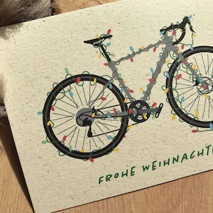 Weihnachtskarte Rennrad Fahrrad Graspapier mit Briefumschlag,  nachhaltiges Geschenk
