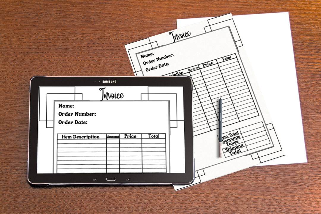 Simple Square Invoice Download - Etsy