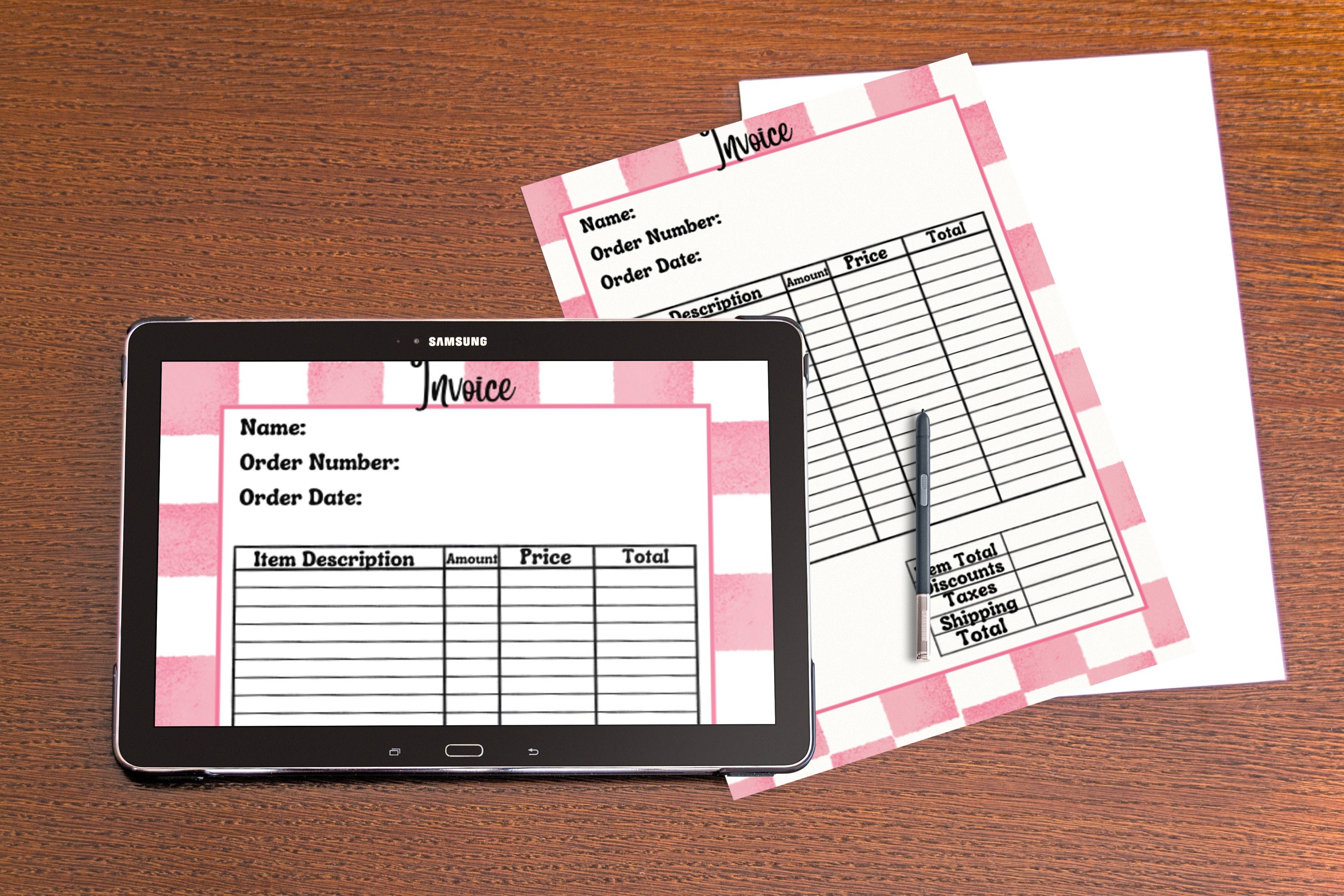 Invoice Pin Checker Pink Checker Invoice Download - Etsy