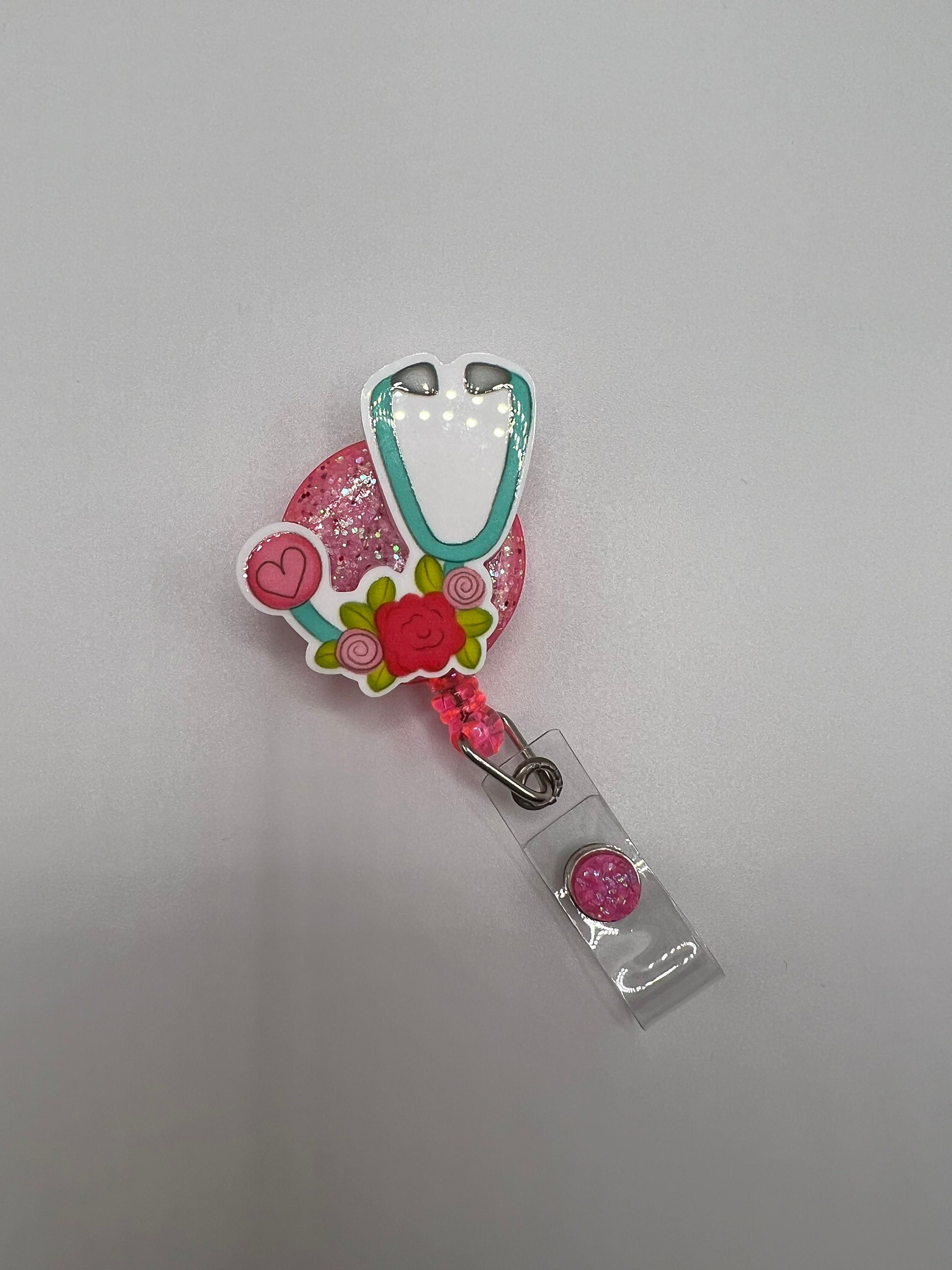 Floral Heart Stethoscope ID Badge Graduation Gift Retractable Badge Re –  Lady Laser Co