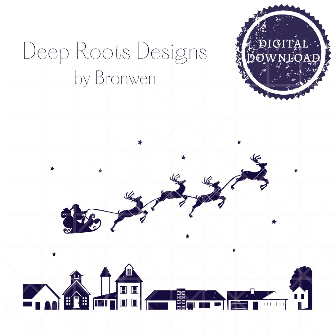 Santa Sleigh and Reindeer SVG, PNG | Christmas DIY Holiday Decor, Cards ...