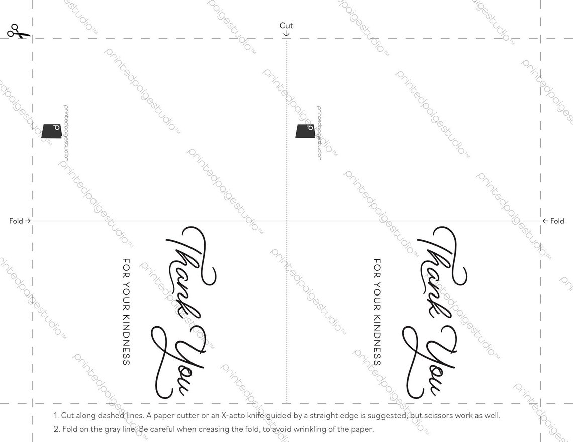 PRINTABLE Thank You For Your Kindness Card in Black and White. | Etsy