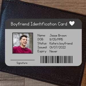 Carte d'identité petit ami, Carte portefeuille en métal personnalisée, Cadeaux personnalisés, Cadeau petit ami, Cadeau de couple, Pour homme, Cadeau d'anniversaire pour lui, Pour petit ami