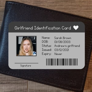 Girlfriend ID Card, Custom Metal Wallet Card, Personalized Gifts, Boyfriend Gift, Couples Gift, For Him, Anniversary Gift For Boyfriend image 1