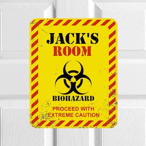 Personalized Room Sign, Keep Out Sign For Kids, Door Sign Custom, Biohazard Sign, Messy Room, Birthday Gifts For Boys, Funny Gift For Son