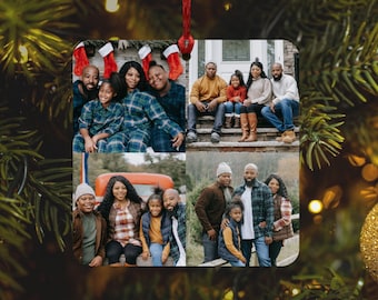 May include: A collage of four photographs featuring a family of six. The photos show the family in different settings, including a home, a park, and a car. The family are dressed in casual clothing and smiling.