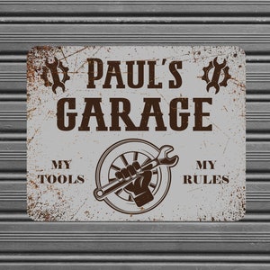 Personalized Garage Sign, Custom Metal Signs, Tools Sign, Tin Sign, Garage Decor, Workshop Sign For Men, Dad Gift, Fathers Day Gift For Dad