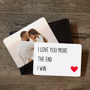 Carte portefeuille Je t'aime plus, insert portefeuille personnalisé, cadeau en aluminium, cadeau relation longue distance pour petit ami, cadeau d'anniversaire pour lui