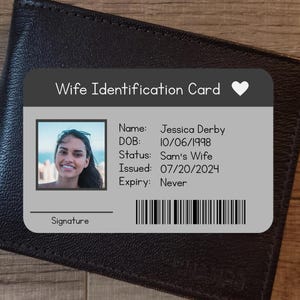 Wife ID Card, Custom Metal Wallet Card, Personalized Gifts, Husband Gift, Anniversary Gift For Husband, Birthday Gifts For Him, For BF