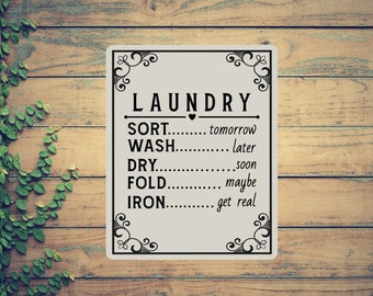 Funny Laundry Sign, Farmhouse Laundry Room Decor, Wash Dry Fold Sign, Signs For Women, Metal Signs, Mom Gift, Mothers Day Gift For Mom