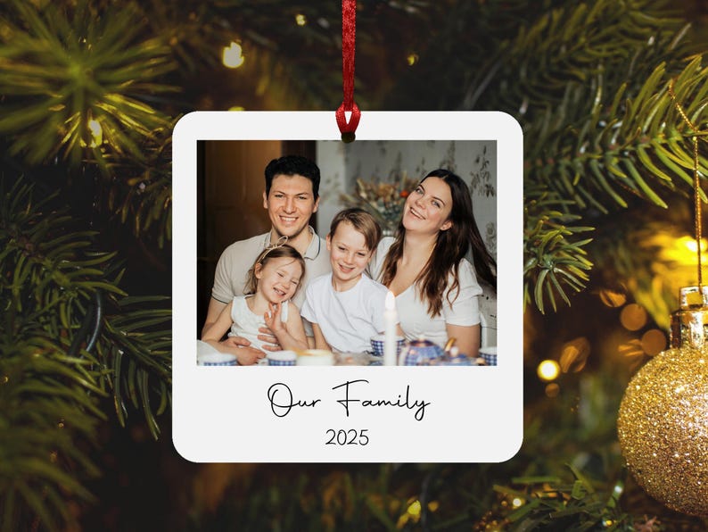 Personalized Photo Ornament, Polaroid Ornament, Custom Photo Gift, Couples Christmas Gift, Holiday Gifts For Her, For Daughter, For Mom image 1