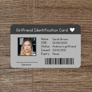 Girlfriend ID Card, Custom Metal Wallet Card, Personalized Gifts, Boyfriend Gift, Couples Gift, For Him, Anniversary Gift For Boyfriend image 2