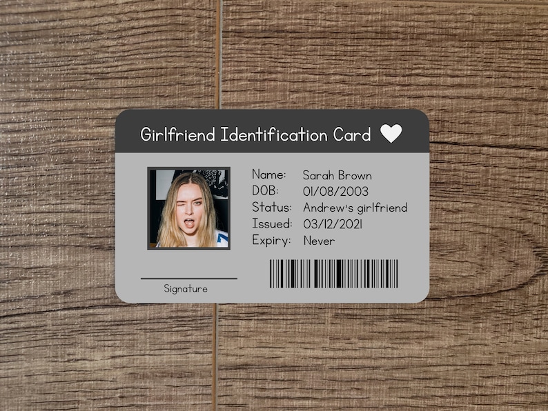 Girlfriend ID Card, Custom Metal Wallet Card, Personalized Gifts, Boyfriend Gift, Couples Gift, For Him, Anniversary Gift For Boyfriend image 2