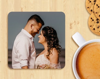 Personalized Photo Coasters, Custom Wedding Gifts, 5th Wedding Anniversary Gift For Husband, Engagement Gift, Birthday Gift For Her