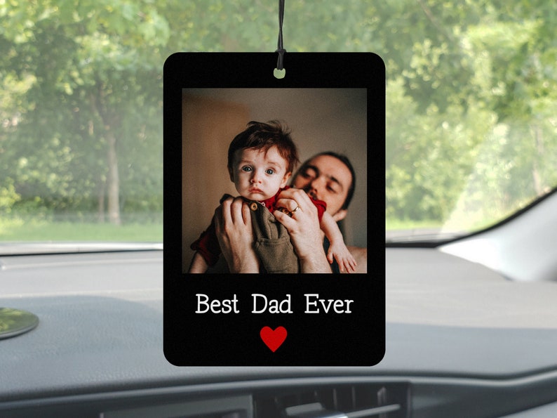 El mejor papá del mundo, ambientador para coche, accesorios para coche para hombres, regalo con foto para papá, regalo para papá, regalo personalizado para él, regalo de cumpleaños para papá imagen 1