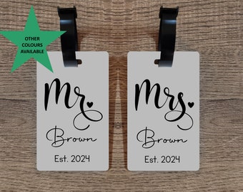 Mr and Mrs Luggage Tags, Honeymoon Luggage Tags, Newlywed Gift, Bag Tags, Custom Luggage Accessories, Personalized Wedding Gift For Couple