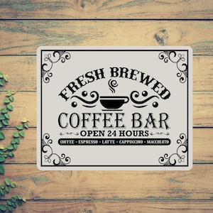 Coffee Bar Sign, Kitchen Sign, Farmhouse Wall Art, Rustic Home Decor, Housewarming Gift For Couple, Birthday Gift For Mom, For Her