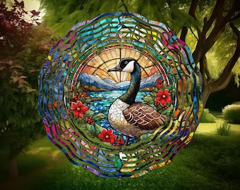 Canada Goose Stained Glass Wind Spinner, Outdoor Garden Decor, Yard Decor, Canada Goose Gifts, Garden Gifts, Mothers Day Gift For Mom