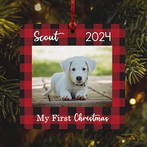 Pets First Christmas Ornament, Custom Photo Gift, Personalized Christmas Decorations, Pet Lover Gift, Christmas Gift For Dog Lover