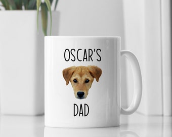 Taza personalizada para papás de perros, taza con cara de mascota, taza de café con foto personalizada, regalos para papás de mascotas, taza con foto para amantes de los perros, regalo de cumpleaños para papás de perros, para él