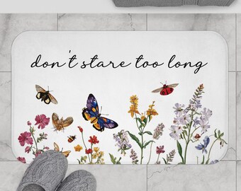 Lustige Badematte, Wildblumen Badezimmer Dekor, lustiges Badezimmer Zubehör, Blumendekor, Memory Foam Badematte, Geburtstagsgeschenk für Frauen, für sie