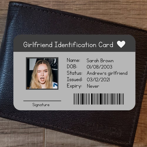 Girlfriend ID Card, Custom Metal Wallet Card, Personalized Gift, Boyfriend Gift, Anniversary Gift For Him, Birthday Gifts For Men, For BF