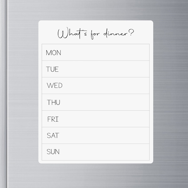 Whats For Dinner, Magnetic Meal Planner, Family Menu, Dry Erase Planner, Weekly Planner, Gift For Organized People, Birthday Gift For Mom