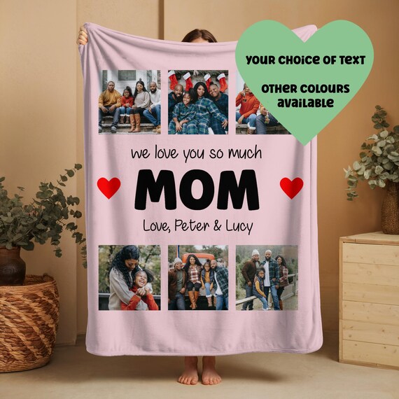 Photo Collage Blanket, Custom Mom Blanket, Personalized Photo Gifts For Her, Memorial Throw Blanket, Birthday Gift For Mom, For Grandma