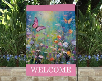 Butterflies Garden Flag, House Flags, Welcome Flag Sign, Outdoor Decor For Patio, Porch Flag, Butterfly Gifts, Garden Gift, Fathers Day Gift