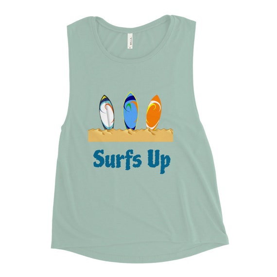 Surfs up Ladies Muscle Tank Etsy