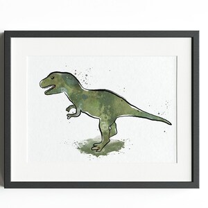 Poster Dinosaur Nursery Print T-rex Kids Bedroom Decor Dino Watercolor Tyrannosaurus rex Wall Art Printable Digital Download Baby Gift
