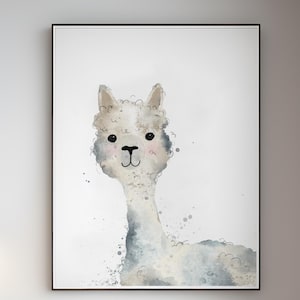 Lama Poster, Aquarell Lama, Alpaka Druck, Kinderzimmer Dekor, druckbare Wandkunst, Peru Lama Kunst, Lama Geschenke, Skandinavische Kunst, digitaler Download