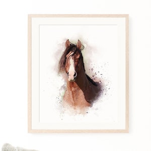 Horse poster | Watercolor horse print | Printable wall art | Nursery decor | Farm animal painting | Gift for horse lover | Digital download