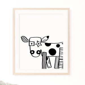 Cow art print | Farm animals nursery decor | Printable wall art | Cow poster | Black and white nursery art | Digital download