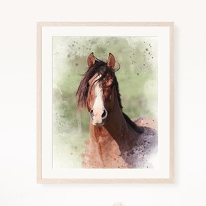 Digital Download Horse Print, Watercolor Horse Painting, Printable wall art, Horse Nursery Decor, Animal Poster Girls Bedroom, Kids Room