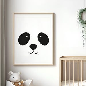 Wall Art Panda Nursery Decor Bear Print Minimalistic Kids Bedroom Poster Giant Panda Line Art Printable Animals Digital Download Baby Gift
