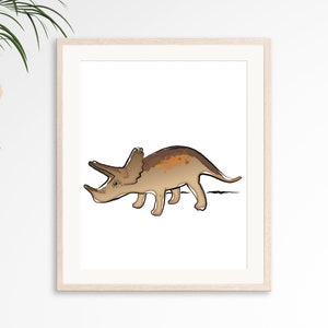 Dinosaur nursery poster, Triceratops print, Dino nursery wall art, Kids bedroom decor, Boys bedroom poster, Printable digital download