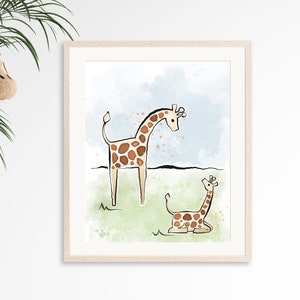 Giraffe printables | Safari nursery prints | Jungle theme | Nursery decor | Baby safari animal prints | Digital download | Giraffe gift