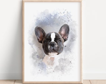 French bulldog art | Watercolor dog print | Home wall decor | Nursery pet poster | Printable digital download