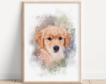 Golden retriever print | Watercolor dog wall art |  Pet home decor | Nursery puppy poster | Printable digital download