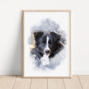Wall Art Dogs Print Border Collie Poster Animal Nursery Decor Pet Portrait Digital Download Dog Lovers Gift