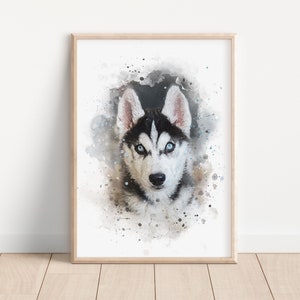 Husky Poster | Husky Gemälde | Hunde Wand Kunst | Husky Wohnkultur | Tierportrait | Husky Kunst | Hundekindergarten Druck | Digitaler Download