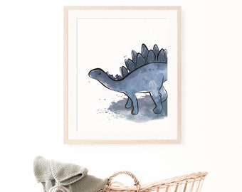 Dinosaur wall art | Dino nursery | Stegosaurus | Nursery decor dinosaur | Printable wall art | Digital download | Watercolour dinosaur