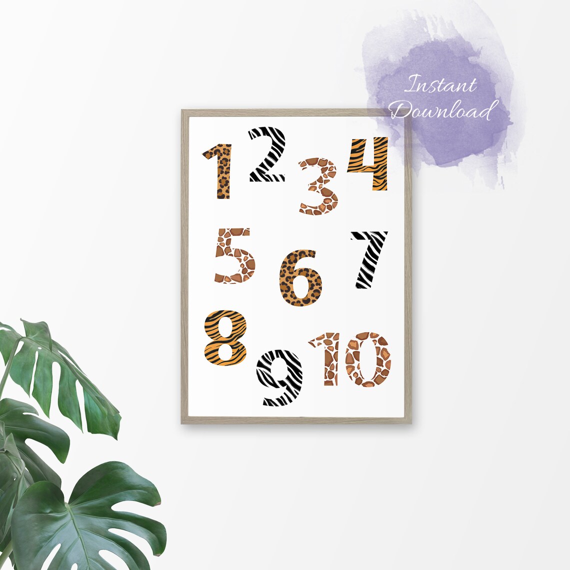 safari numbers poster jungle numbers print 123 printable etsy