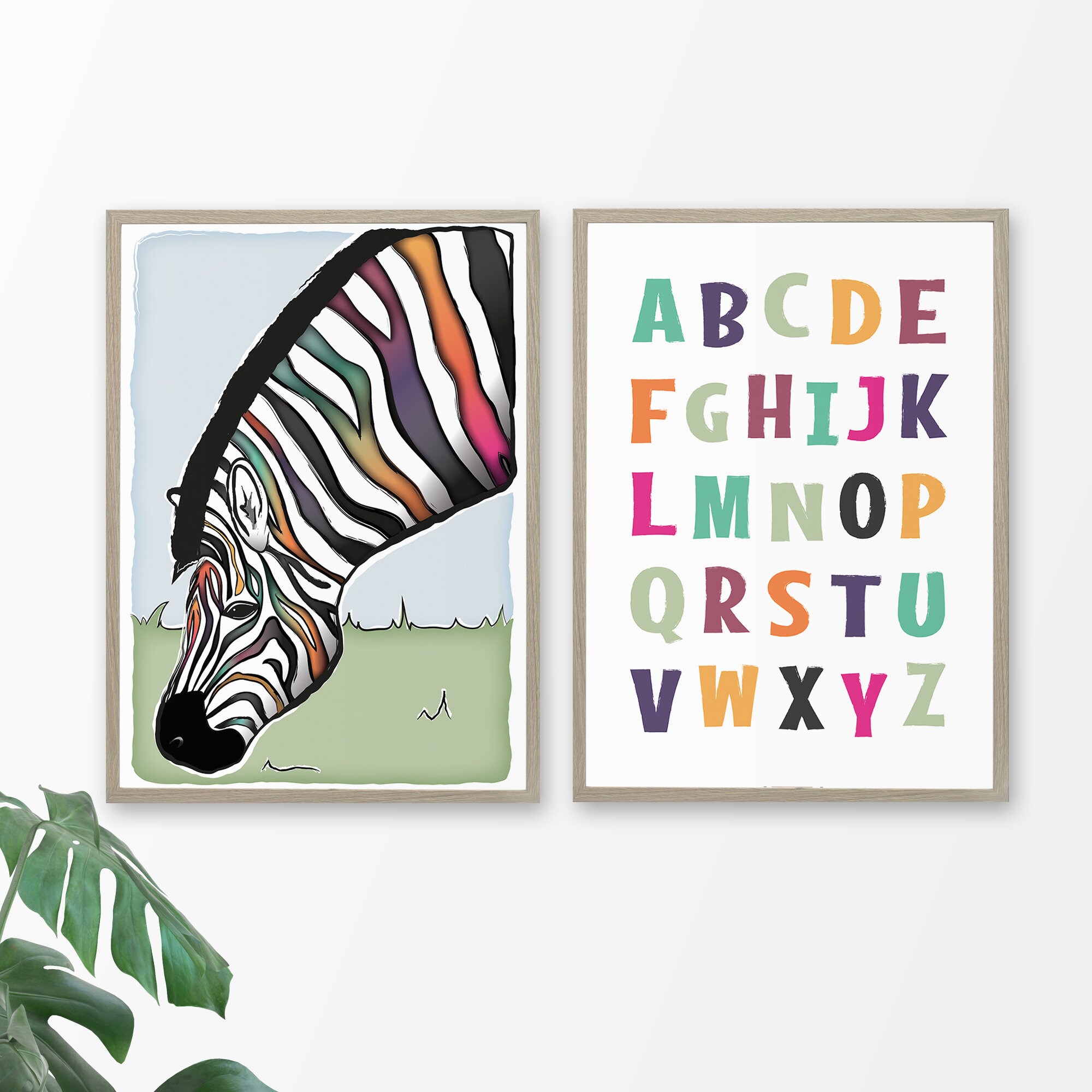 Zebra wall art ABC poster Zebra poster Educational wall Etsy