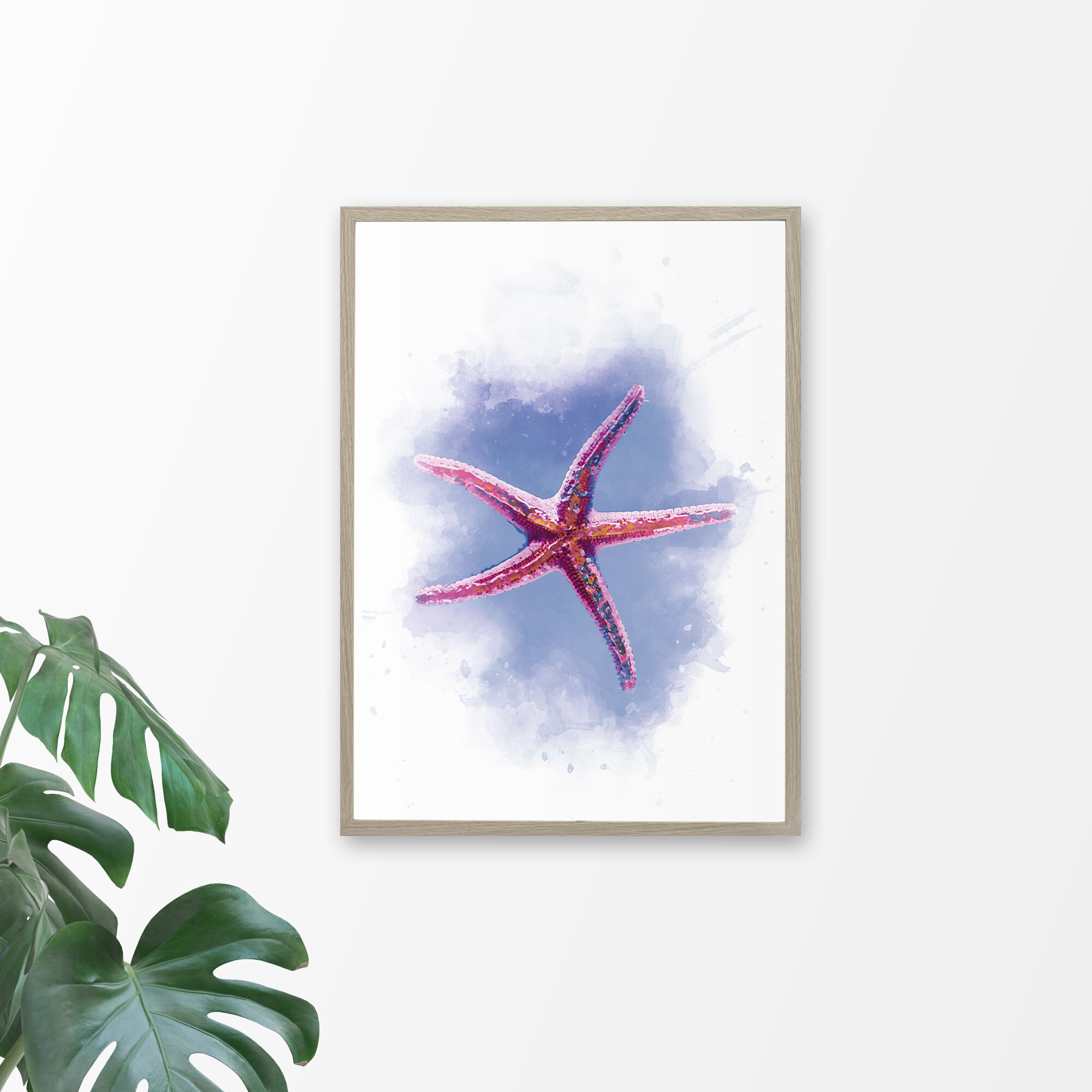 Watercolor Starfish Print Ocean Poster Sea Nursery Wall Art Under the ...