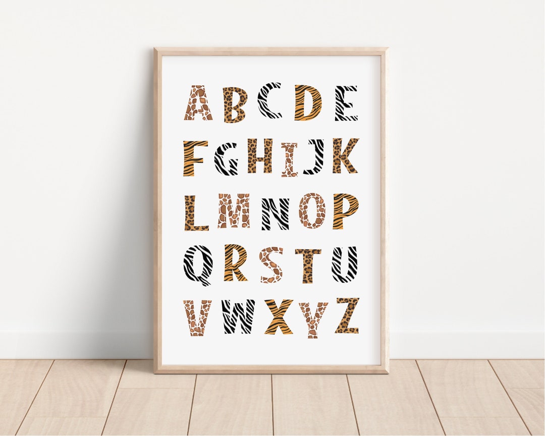Print ABC Nursery Wall Art Alphabet Poster Jungle Nursery Decor Safari ...