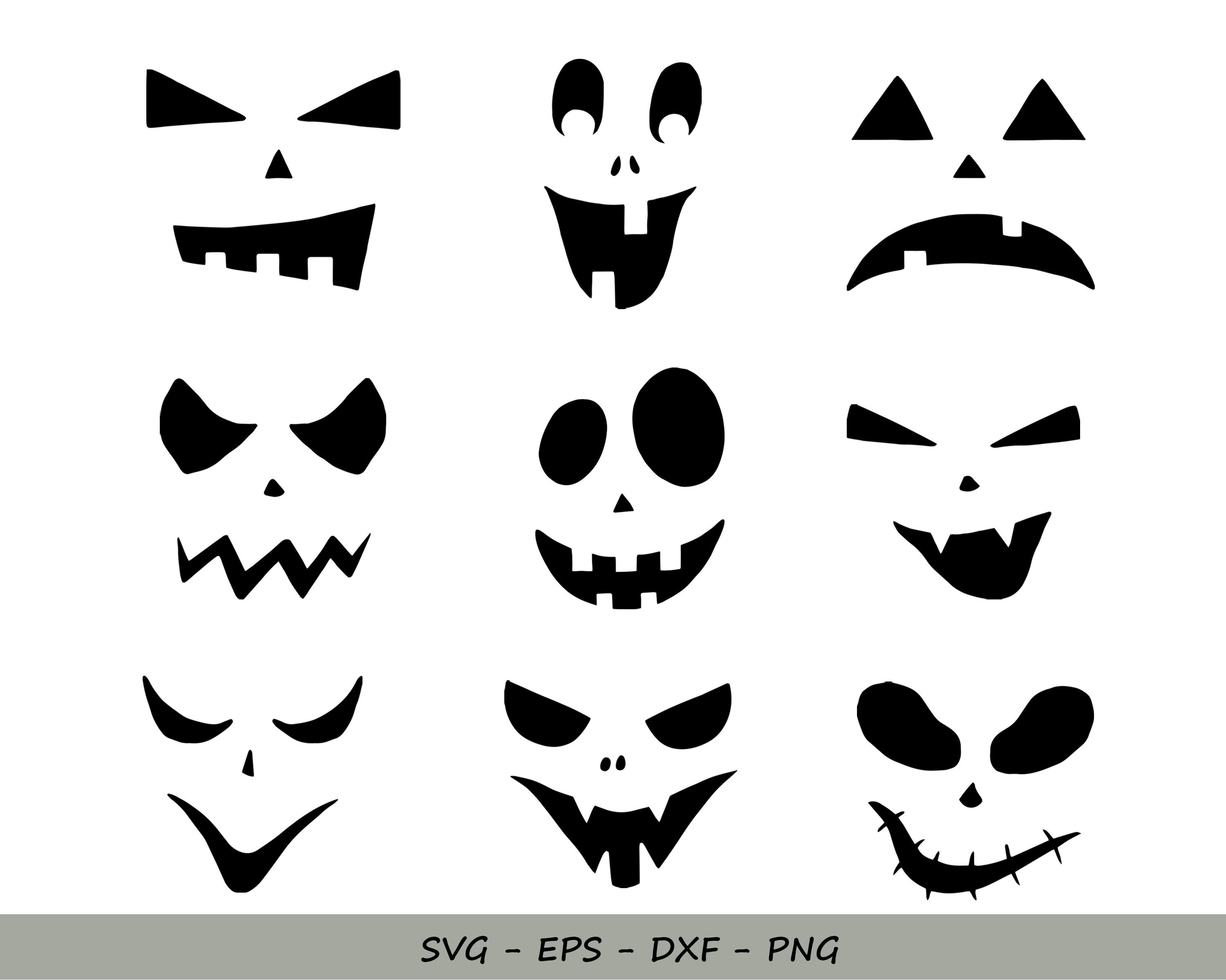 Pumpkin Face Svg, Svg Cut File, Pumpkin Face Bundle, Jack O'lantern Png